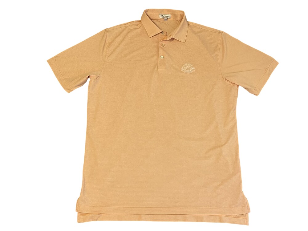 Peter Millar Polo Shirt Mens Large Orange Striped Summer Comfort Lahinch Golf